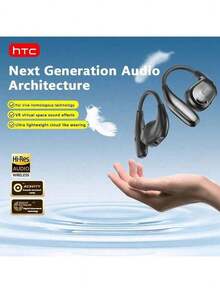 HTC Auriculares deportivos abiertos NE18, estables y duraderos, resistentes al sudor y al agua, audio espacial de alta definición, batería de larga duración, color negro. - Negro - Ver 6
