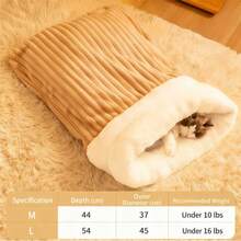 1pc Winter Warm Semi-Enclosed Pet Bed, Tunnel Design For Cats & Dogs, Thick Sleeping Mat, Japanese Minimalist Style, Suitable For Various Pets