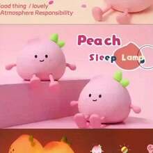 Peach Night Light Silicone Dimmable Touch Night Light, Rechargeable Cute Night Light, Sleep Light, Bedside Lamp, Cute Desktop Decoration For Women, Birthday Christmas Gift - B-Hồng - Xem 10