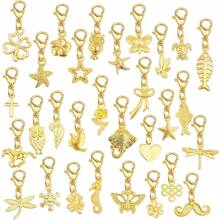 30 Pieces Golden Clip-On Charm Pendants Mixed Styles Dangle Charms With Lobster Clasps Accessories For DIY Earrings Jewelry Making Craft Supplies - (bộ)bộ đồ - Xem 1