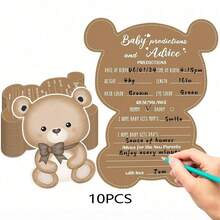 10/20/30/50 件熊宝宝沐浴游戏套装预测和建议卡我们可以耐心等待宝宝沐浴装饰熊宝宝祝福，性别中性宝宝沐浴游戏派对活动用品 - 彩色 - 查看 13