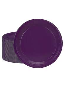 10pcs/20pcs/50pcs Dark Purple Party Supplies Solid Dark Purple Tableware Including 7 Inch And 9 Inch Paper Dinner Plates For Wedding Birthday Party Picnic Barbecue - Purple - View 4