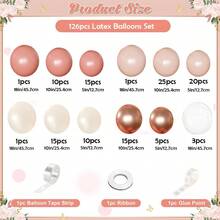 淡粉色气球拱门套装，腮红粉金属玫瑰金加厚乳胶气球花环，适用于婚礼、订婚、生日、迎婴派对、新娘送礼会装饰 - 混色 - 查看 2