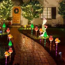 1 Set 6 Stück Solar Weihnachtsgarten Beleuchtung, Solar Weihnachtsmann, Schneemann und Weihnachtsbaum, 8 Beleuchtungsmodi, geeignet für Weihnachtswege, Garten, Rasen, Winterfeiertage, Weihnachtsdekoration