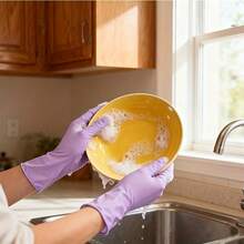 100pcs Disposable Purple Nitrile Gloves, Made Of High-Quality Nitrile Material, Suitable For Household Hygiene And Cleaning. Flexible Design, Comfortable To Wear (Without Packaging Box) - Light Purple - View 6