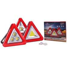 Luz triangular de emergencia para señalización vial, triángulo de advertencia para vehículos alimentado con energía solar - Rojo - Ver 1