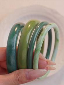 4pcs Vintage Resin Multicolor Acrylic Bangle Bracelets For Women, Fashion & Versatile Daily Wear (Please Note That The Patterns Are Randomly Crafted, So There May Be Slight Differences In Color And Luster. Our Factory Will Pay Special Attention To This In Future Production.) - Multicolor 4-piece Bracelet - View 35