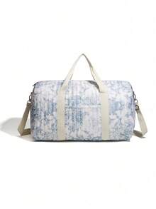 Printed Plush Boston Tote Bag - Large Multi-Purpose Diaper And Baby Accessory Carrier With Shoulder Strap For Infants, Teens, And Adults, 48 X 24 X 24 Cm - Màu xanh lam - Xem 3