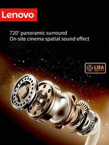 Lenovo Classic In-Ear Headphones, 2025 New Model, Wireless BT5.4 Connection, Ultra-Low Latency, Long Battery Life, High-Quality Sound, Classic Design, Smart Call Noise Cancellation - Moon Rock White - View 8