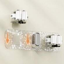 1 Piece Of Luxurious Hanger In Fashionable Colors (Gold, Silver), A Double Mop Clip Holder With Hooks, Suitable For Storage And Organization In Homes, Kitchens, Garages, Gardens, Laundry Rooms, And Bathrooms. The Wall-Mounted Broom Holder Is Equipped With Self-Adhesive Household Storage, A Broom And Mop Storage Rack, With A Hook In The Middle, And Can Also Be Given As A Christmas Gift.