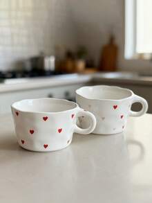 1 pièce Tasse en céramique asymétrique avec motif floral créatif dessiné à la main, tasse de thé d'après-midi, tasse à café, tasse de petit-déjeuner, tasse de dessert pour célébrité internet mignonne - tasse - Voir 8