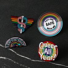 1pc Creative Rainbow Letter Badge Brooch, Fashion Enamel Lapel Pin, Collar Pin, Clothing Brooch, Metal Brooch, Fashion Jewelry Gift For Friends Christmas