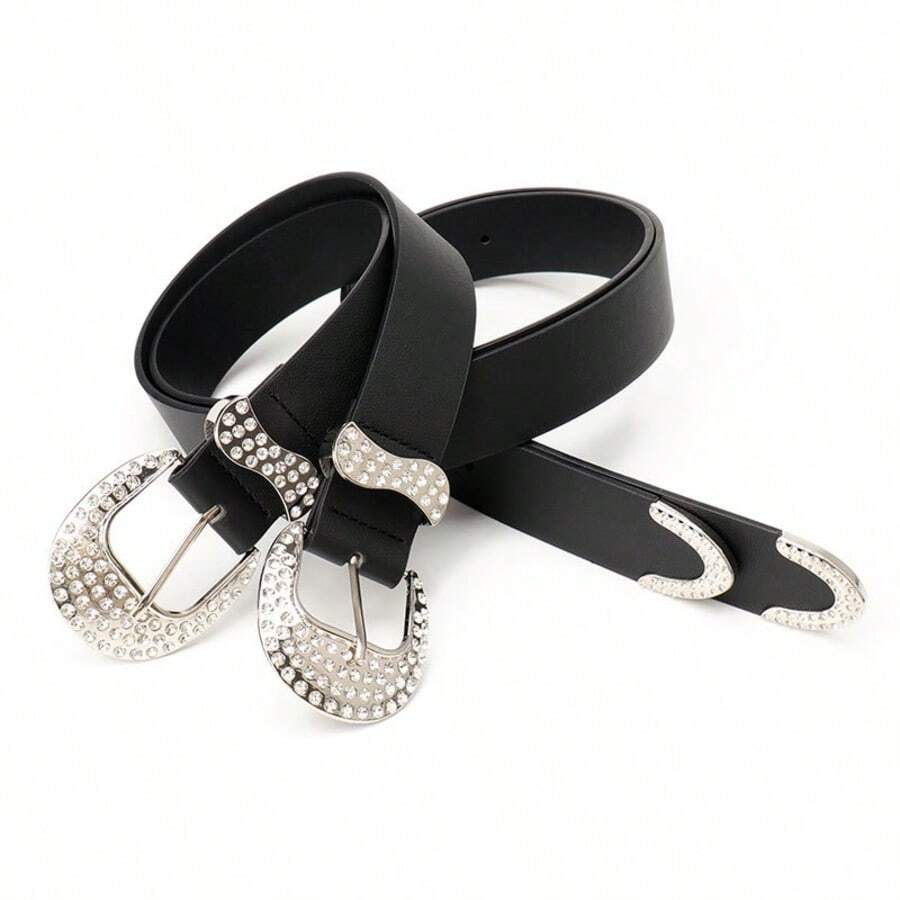 Retro Y2K Style Rhinestone Embellished Women's Belt, Fashion Versatile Waist Belt For Jeans, Skirts
