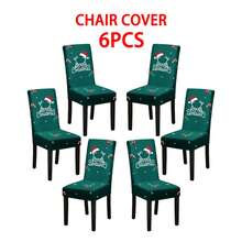 1/2/4/6/100 piezas Fundas para sillas de comedor navideñas, fundas elásticas, extraíbles y lavables para el hogar, hotel, fiesta - Multicolor - Ver 61