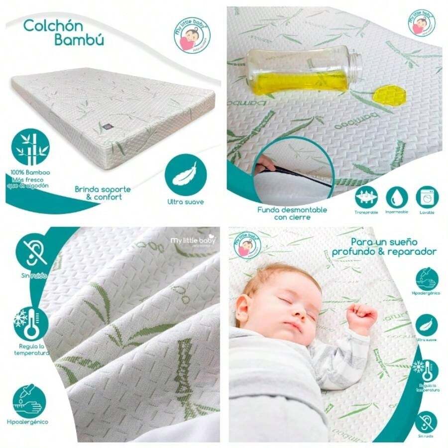 Colchn de Cuna de beb con Funda Impermeable de Bamb Transpirable y Lavable Hecho en Mxico por 18 Certificaciones 70x 130 - 70 x 130 - Ver 1