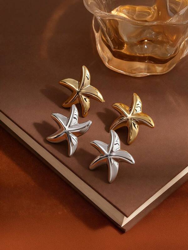 1 Pair Asymmetrical Gold & Silver Tone Earrings, Durable Design For Women, Suitable For Daily Wear And Vacation
