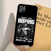 Funda de Teléfono Muay Thai compatible con  16,15,14,13,12,11,Pro,X,XS,Max,XR,Plus,Mini Cubierta Suave Negra, Funda compatible con funda  17 pro max, funda  17 pro, funda  17, funda  16, funda  16 pro max, funda  15 - z2 - Ver 7