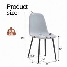 MUUOKY Modern Dining Chairs Set Of 6, Light Gray Linen-Cotton Upholstered Kitchen Chairs With High Back, Armless Fabric Side Chairs With Sturdy Black Metal Legs, For Living Room, Bedroom, Apartment, Home Office, Easy To Clean, Easy To Assembly, Home Decor, Thanksgiving, Halloween Decoration, Gifts - 淺灰色 - 查看 2