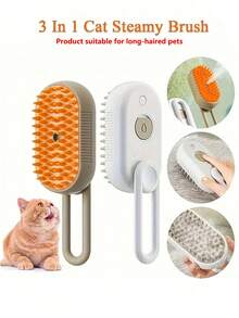 1 szt. Szczotka parowa do masażu zwierząt, pływające urządzenie do czyszczenia sierści kota i psa, szczotka parowa do zwierząt bez spłukiwania, bezprzewodowa szczotka parowa do masażu, pielęgnacja jednym przyciskiem, ładowanie przez USB, odpowiednia dla kotów i psów, narzędzie do codziennej pielęgnacji, przenośne narzędzie do pielęgnacji sierści zwierząt długowłosych - Wielokolorowe - Zobacz 3
