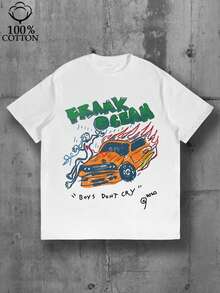 Heavyweight Informal Frank--Ocean Blond R&B Music Men Fashion Tshirts Cool 100% Cotton Summer Clothes Rhythm And Blues Tees Men And Women T-Shirt With Printed Graphic - 白色3 - 查看 1