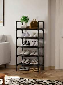 1 pièce Petite étagère à chaussures noire de 45 cm de large, peu encombrante, minimaliste, anti-poussière, robuste, à la mode, facile à monter et à démonter, portable, idéale pour le salon, la chambre, l'entrée, le bureau, la maison, le rangement à plusieurs niveaux, comme cadeau de Noël ou pour les enfants.