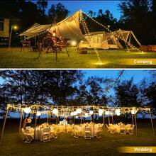 1 pieza Luces de cadena de bola de cristal LED, luces de decoración de ambiente para carpa de camping al aire libre, lámpara de bola de cristal, decoración para habitación, patio exterior
