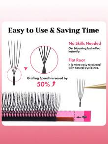 MASSCAKU 12 Pcs U-Shaped 3D Eyelash Extensions, C/D Curl, 0.07mm Thickness, 8-15mm Mixed Length Pre-Made Lash Clusters, Handmade Woven Mesh Criss-Cross Dense & Fine Natural Look, High Quality PBT Fiber, Comfortable Wear - Black - View 4