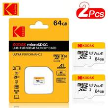 Kodak 2张柯达32GB Micro SD卡，64GB Class10高速存储卡，V30 U3 SDXC 128GB 256GB存储卡，适用于平板电脑、相机、智能手机 - 白色 - 查看 10