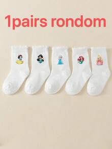 1/5 双儿童白色泡泡边公主中筒袜带蕾丝，学生中筒袜 - 白色 - 查看 6