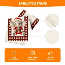 1/4/10 pièces Ensemble de nappe et set de sets de table avec motif éléphant et nourriture de Noël, nappe de table de fête, décoration de maison, cadeau, ensemble de nappe et sets de table convenant aux célébrations intérieures et extérieures, fournitures de fête saisonnière, décoration de table de cuisine et de salle à manger, décoration de table de fête, nappe de maison, nappe de restaurant