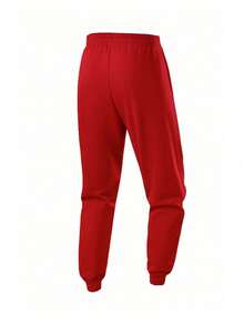 Men's Thin Drawstring Waist Sports Pants, Casual And Fashionable, Suitable For Spring And Autumn - Burgundy - View 5