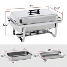 8QT Stainless Steel Chafing Dish Buffet Set Catering Chafer With Foldable Frame - 2 Pack - View 6