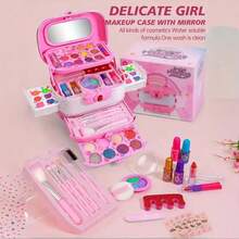 4-6 Years Old Kids Pretend Makeup Set, Lip Gloss, Eyeshadow Palette, Glitter, Lipstick, Blush, Christmas And Birthday Gift For 3-8 Years Old Children - Multicolor - View 16