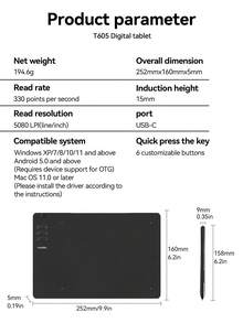 1pc OTG Digital Tablet With Drawing Pad, Passive Stylus Pen & 8 Replacement Nibs, Christmas/Birthday Gift For Girls Or Boys - Black - View 13