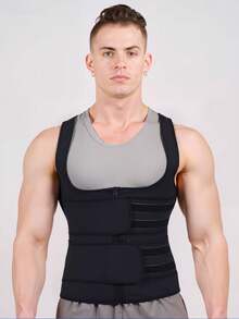 1pc Unisex Double Waist Belt Waist Trainer Corset Waist Trimmer Yoga Sweat Waist Cincher, Zipper Waist Trainer Vest For Women, Suitable For Daily, Office, Sports, Workout - Multicolor - View 4