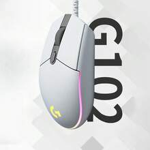 Logitech G102 有线游戏鼠标，RGB 灯光，高性价比，轻量化设计，非常适合电竞初学者，适合中小手，白色 - 白色 - 查看 2
