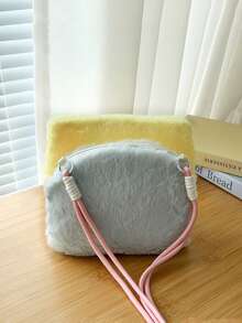 1 Piece Cute Sweet Cartoon House Bag Contrast Color Plush Girl Chest Bag Cartoon Embroidery Decoration Children's Coin Purse Versatile Large Capacity Casual Bag Daily Storage Bag Suitable For Out Play And Holiday Activities Gifts For Daughter For Students Teenagers Girls