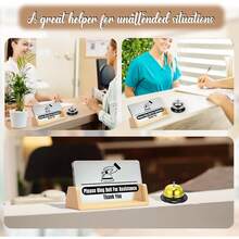 Desk Call Bell /2pcs Service Bells (Gold And Silver)/With Please Ring Bell For Assistance Sign/Suitable For Front Desk Retion In Shops, Offices, Warehouses, And Small Hospitals.