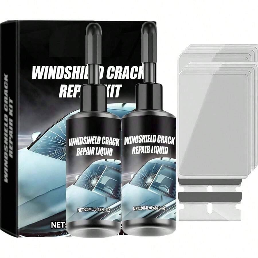 2 PCS Windshield Crack Repair Kit, Kit Reparador de Vidrio con Lquido Eficaz, Reparador de Parabrisas Profesional, Solucin Duradera para Grietas, Sin Mantenimiento, Proteccin Reforzada - inicial - Ver 1