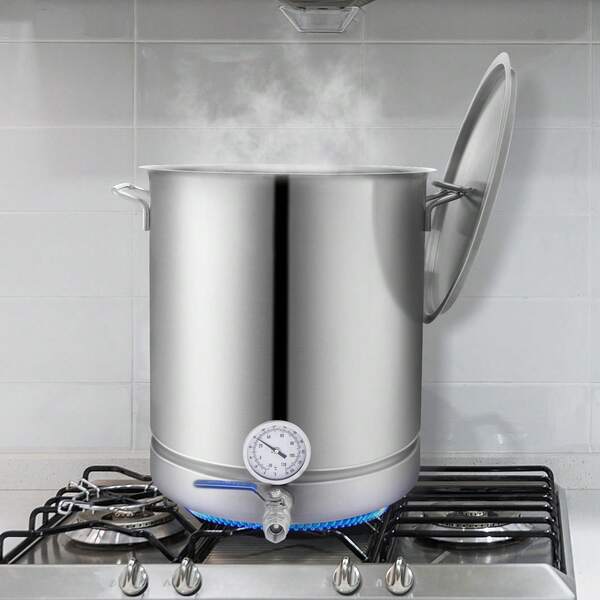 Hervidor de cerveza, sistema de elaboración de cerveza 18,92 L - 60,56 L, juego de elaboración de cerveza, hervidor de puré 280 x 290 mm; 400 x 480 mm, sistemas de elaboración de cerveza de acero inoxidable con doble indicador de temperatura, sistema de elaboración de cerveza, filtro, adecuado para cervezas, vinos tintos, etc.