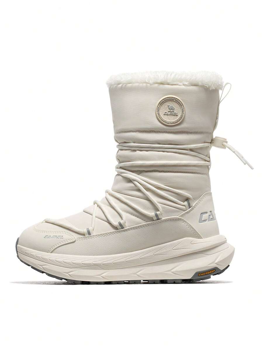 CAMEL CROWN Ladies' Casual Snow Boots, Winter Outdoor Snow Boots High Top Women's Shoes Non-Slip Waterproof Padded Warm Cotton Shoes - Ivory - View 1