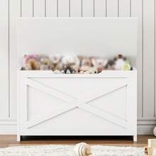 30" Storage Chest, Toy Box With  Safety Hinges, Lift Top Wooden Toy Chest, Storage Bench, For Living Room, Bedroom, Entryway - White - View 6