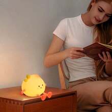 Peach Night Light Silicone Dimmable Touch Night Light, Rechargeable Cute Night Light, Sleep Light, Bedside Lamp, Cute Desktop Decoration For Women, Birthday Christmas Gift - B-Hồng - Xem 7
