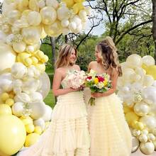 115件套黄色气球拱门套装，双层填充珍珠黄、浅黄、白色、透明气球，适用于新娘、婴儿派对、女孩生日、婚礼、订婚派对装饰 - 彩色 - 查看 4