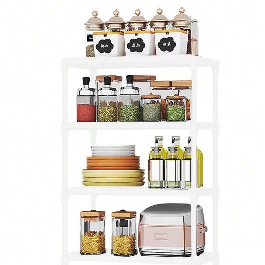 4 Nivele Estanteria Rack Anaquel Organizador Cocina Repisas estante 4 niveles estantería rack anaquel organizador para cocina repisas metal resistente montaje fácil almacenaje de utensilios ollas platos y alimentos diseño vertical ahorra espacio ideal para despensa lavandería garaje orden funcional - Blanco - Ver 1