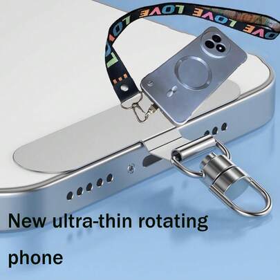 Mobile Phone Gasket Lanyard Stainless Steel Ultra-Thin Clip Adhesive Connecting Piece Metal Rotatable Phone L