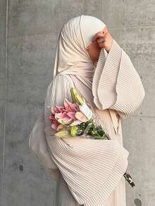 1pc Elegant Muslim Robe Robe, Soft & Comfortable For Daily Wear, Versatile Classic Abaya - Multicolor - View 8