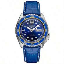 Seiko 5 Sports X Animation Joint Name Automatic 24 Jewels Blue Dial Blue Calf Leather Strap Day Date Display Men's Watch SRPF17K1 - Blue - View 1