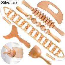 SilvaLex 木制按摩工具，全身按摩器，手部按摩器，腿部按摩器，肩部按摩器，颈部按摩器，面部按摩器，背部按摩器，腰部按摩器，全身肌肉按摩器，针对不同身体部位的多功能按摩，身体放松工具，适合家庭使用，可作为礼物送给家人、朋友、同学、女朋友 - 杏色 - 查看 11