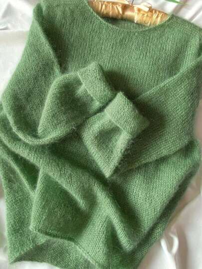 New Women's Round Neck Solid Color Drop Shoulder Long Sleeve Casual Elegant Elegant Daily Commute Outdoor Back To School Christmas Knit Pullover Sweater